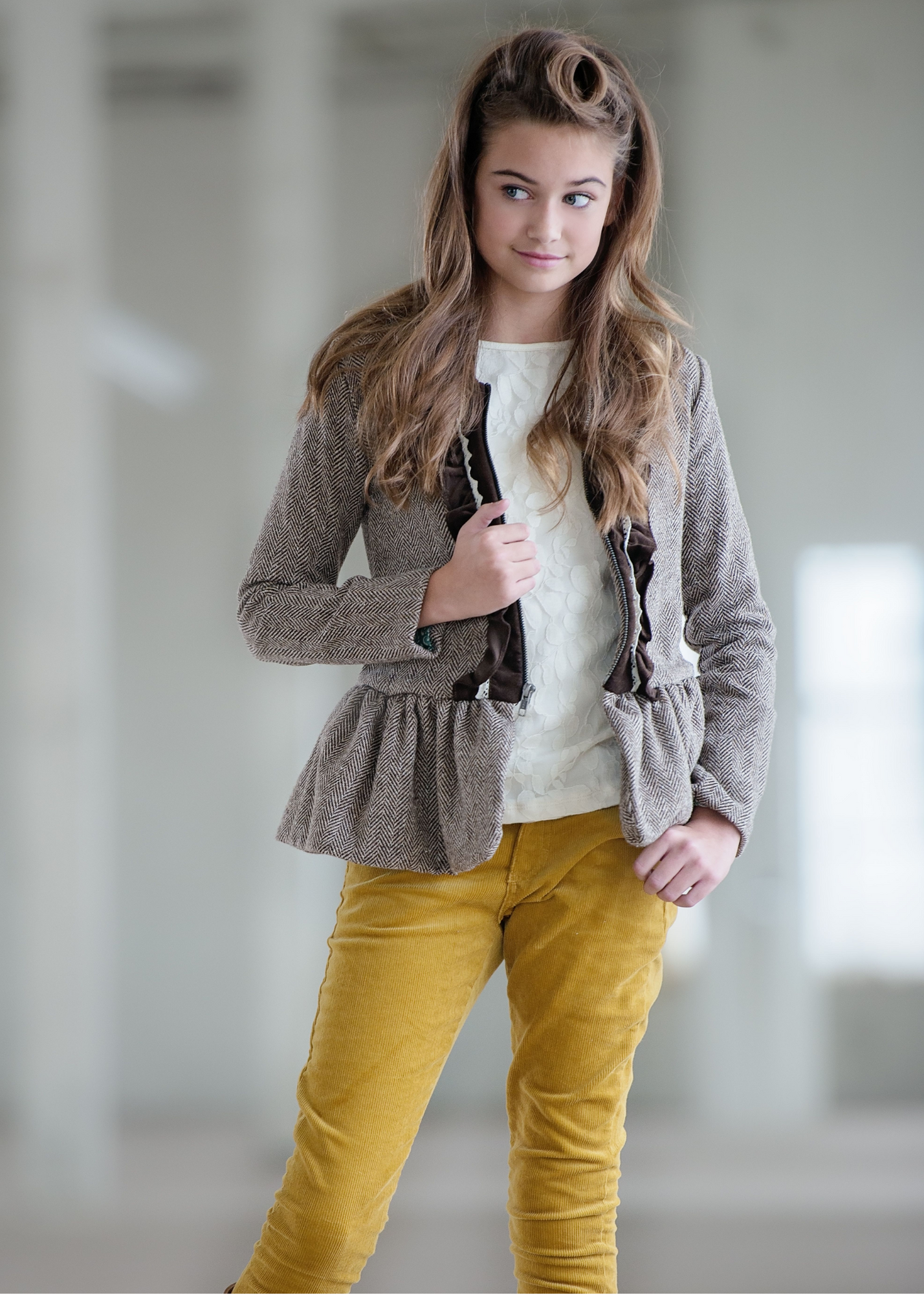 Brown and Cream Wool Tweed Blend