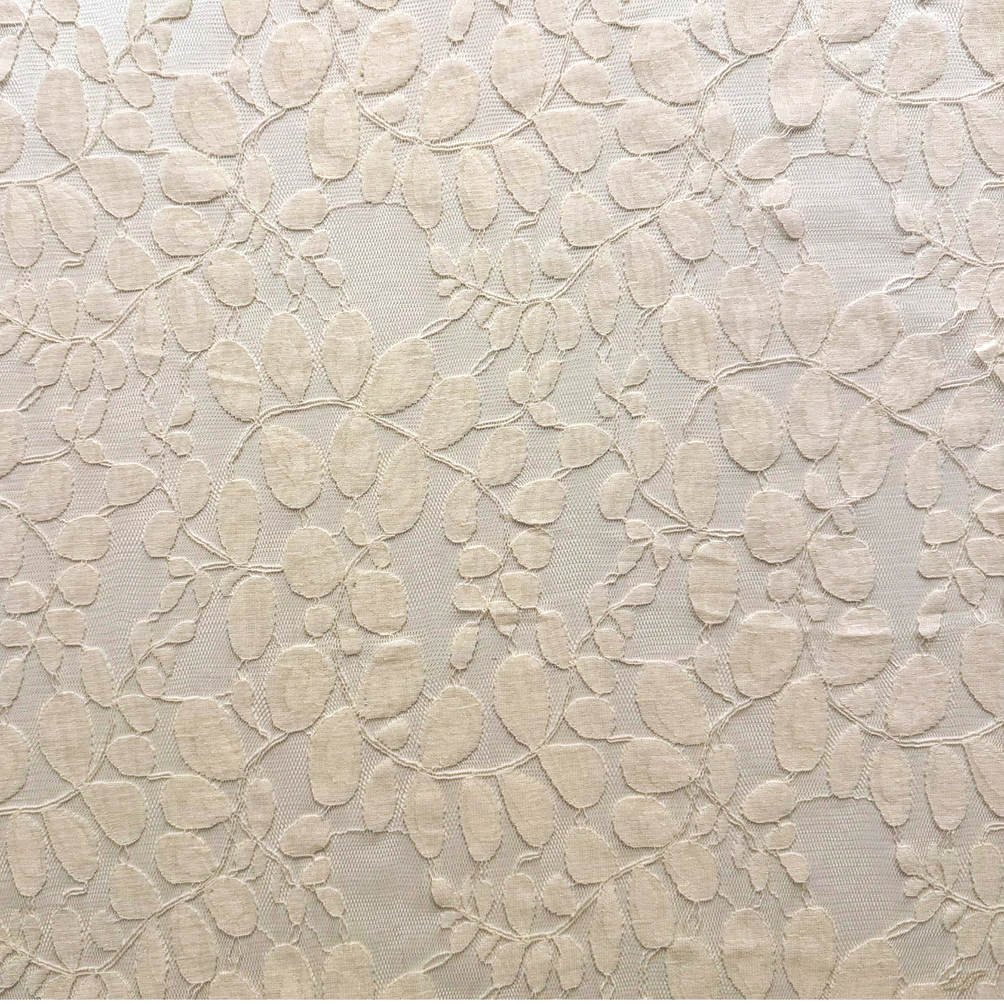 Cream Leaf Patterned Lace Fabric