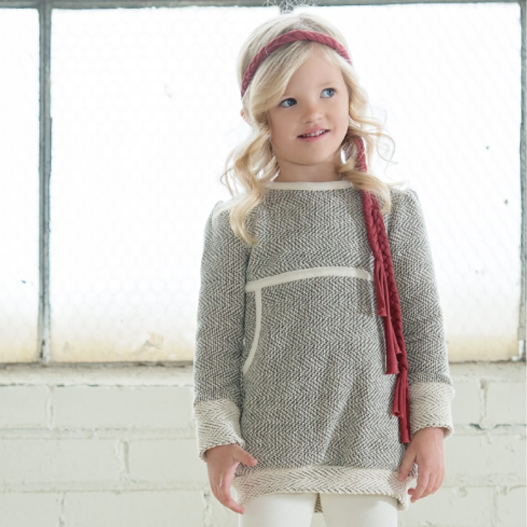 Cream & Charcoal Herringbone French Terry Sweatshirt Fabric