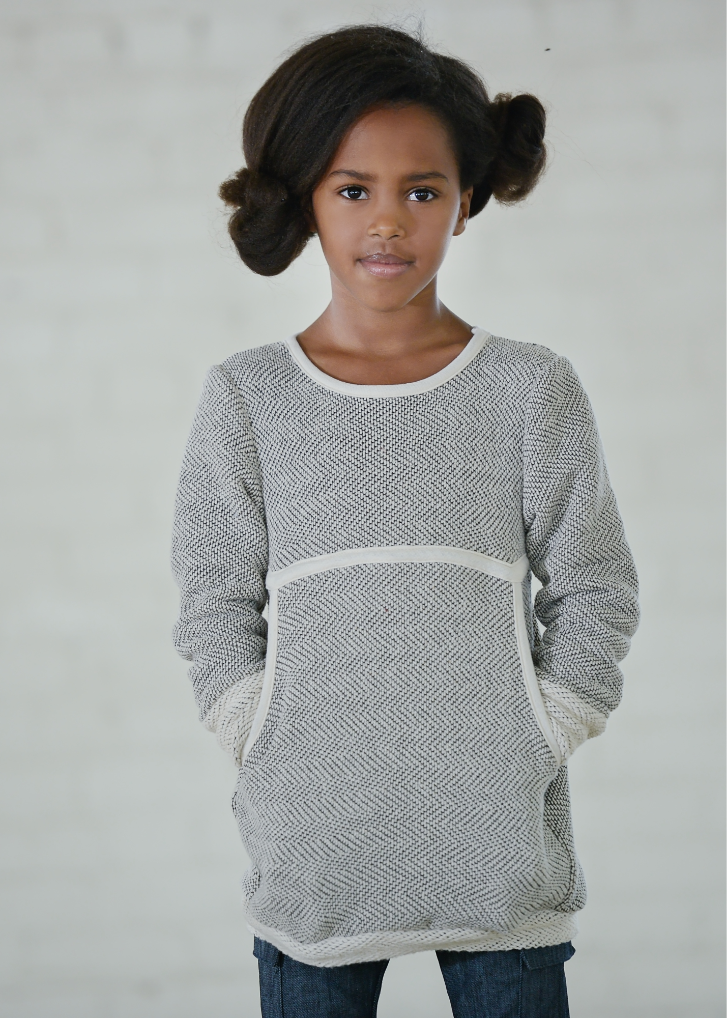 Cream & Charcoal Herringbone French Terry Sweatshirt Fabric