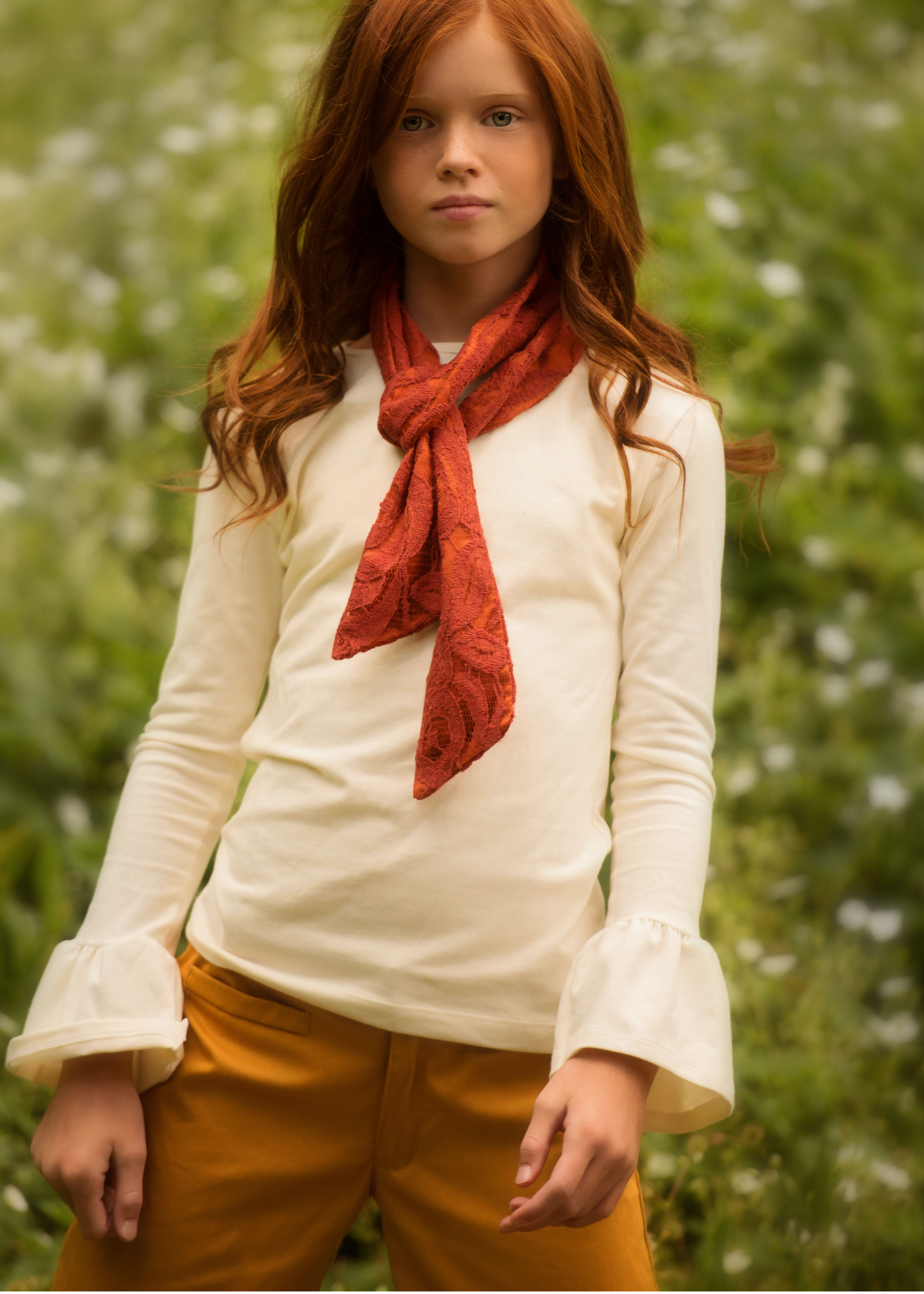 Rusty Orange Floral Lace