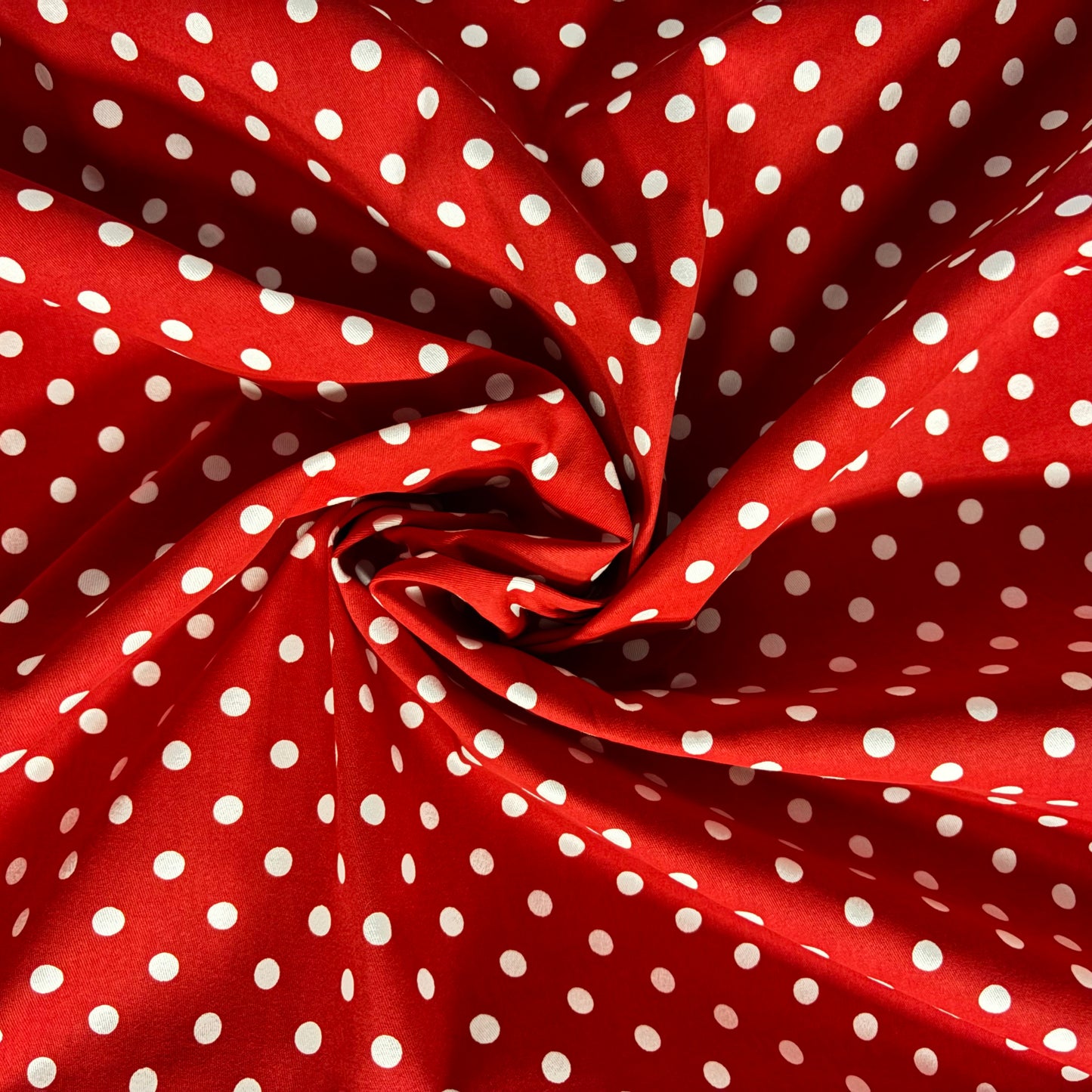 Red & White Polka Dot Stretch Twill