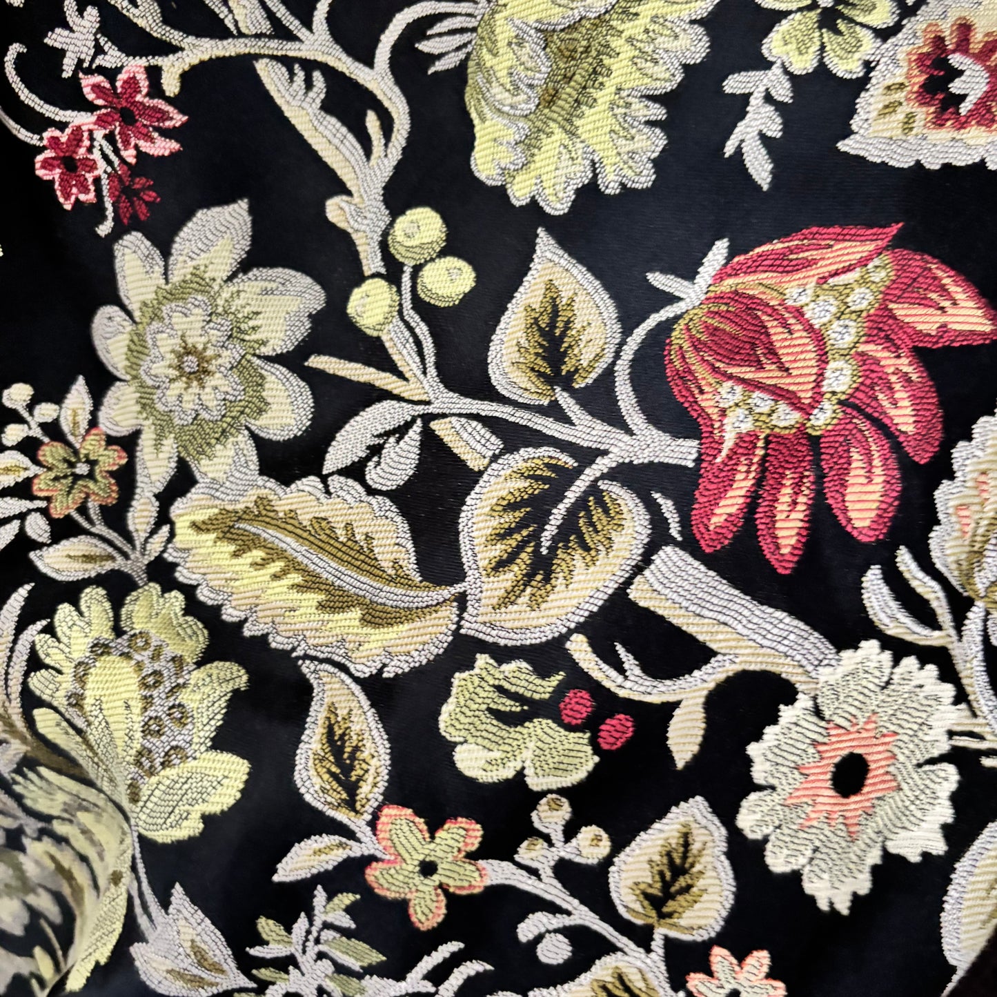 Black Floral Tapestry Upholstery Fabric
