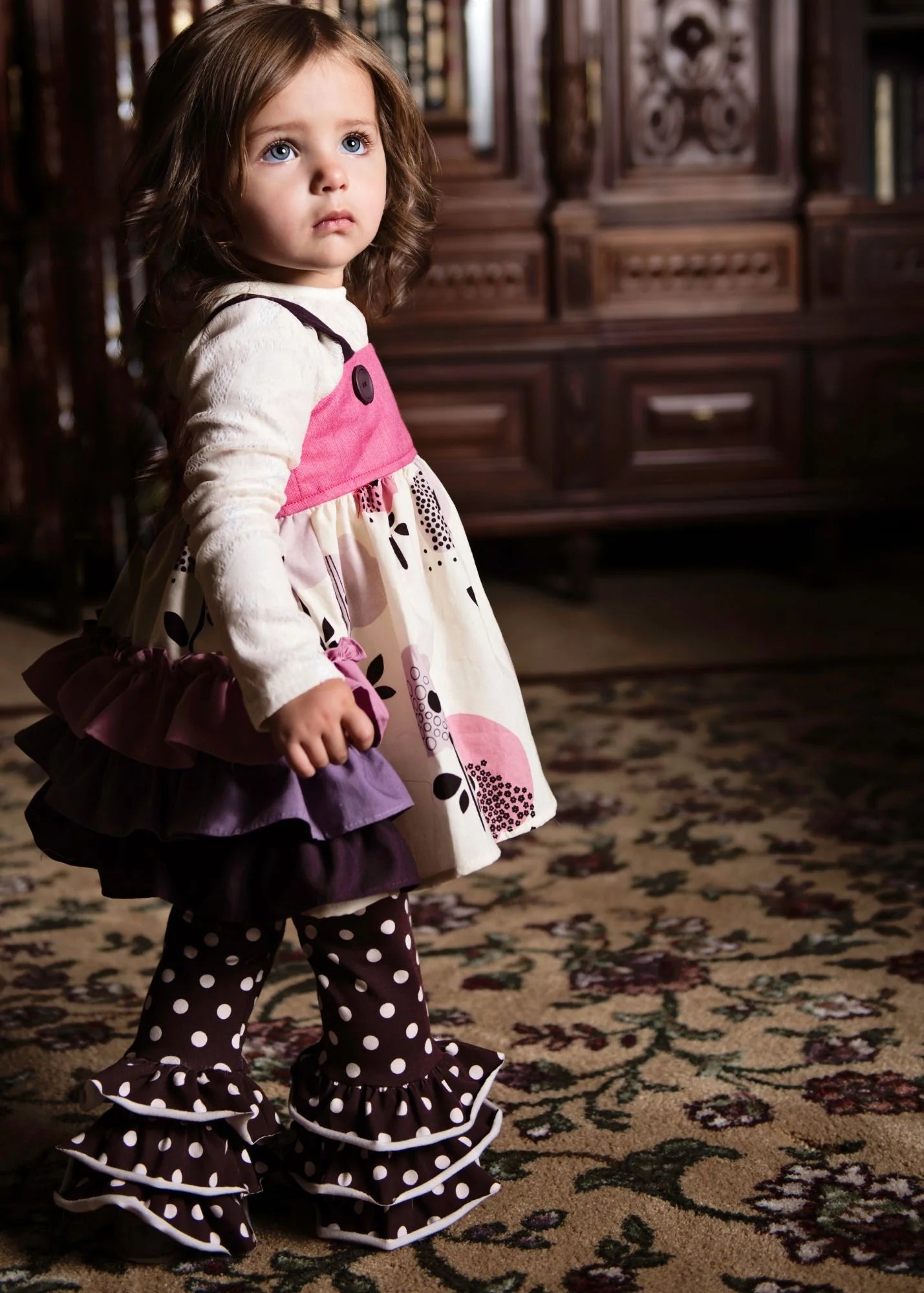 Deep Plum/Cream Dot Jersey Knit