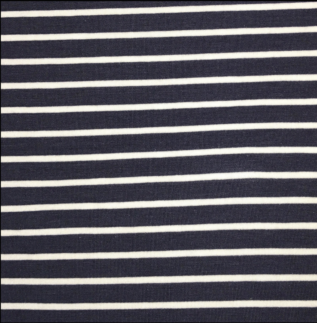 Blue & White Stripe Jersey Knit