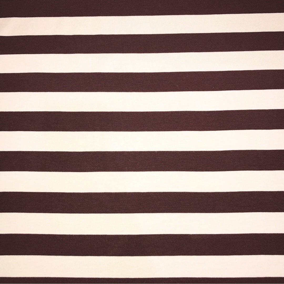 Plum/Cream Wide Stripe Jersey Knit