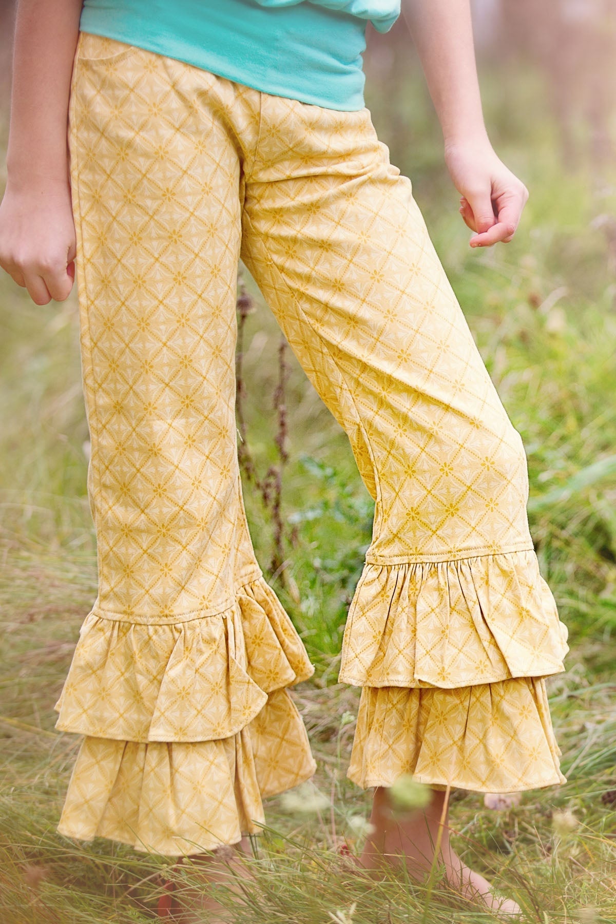 Geometric Medallion Gold Stretch Twill