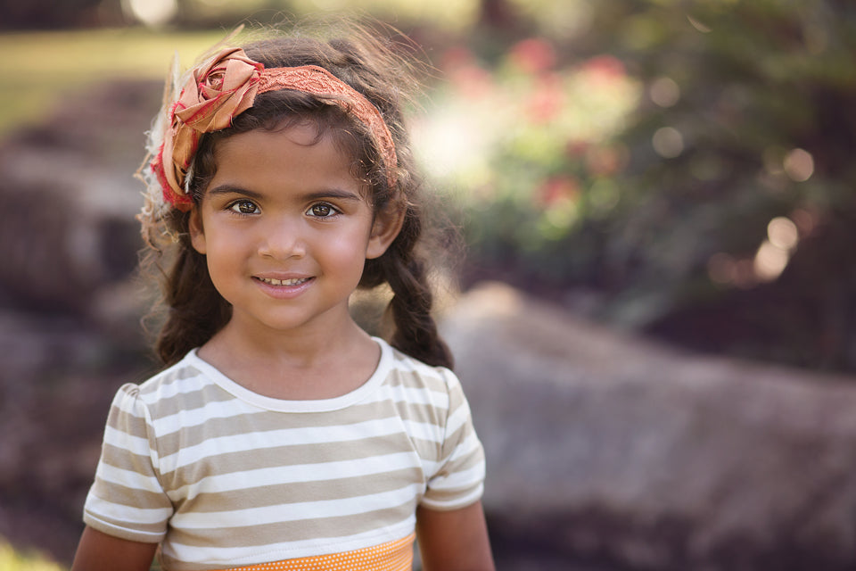 Tan Ivory Stripe Jersey Knit -