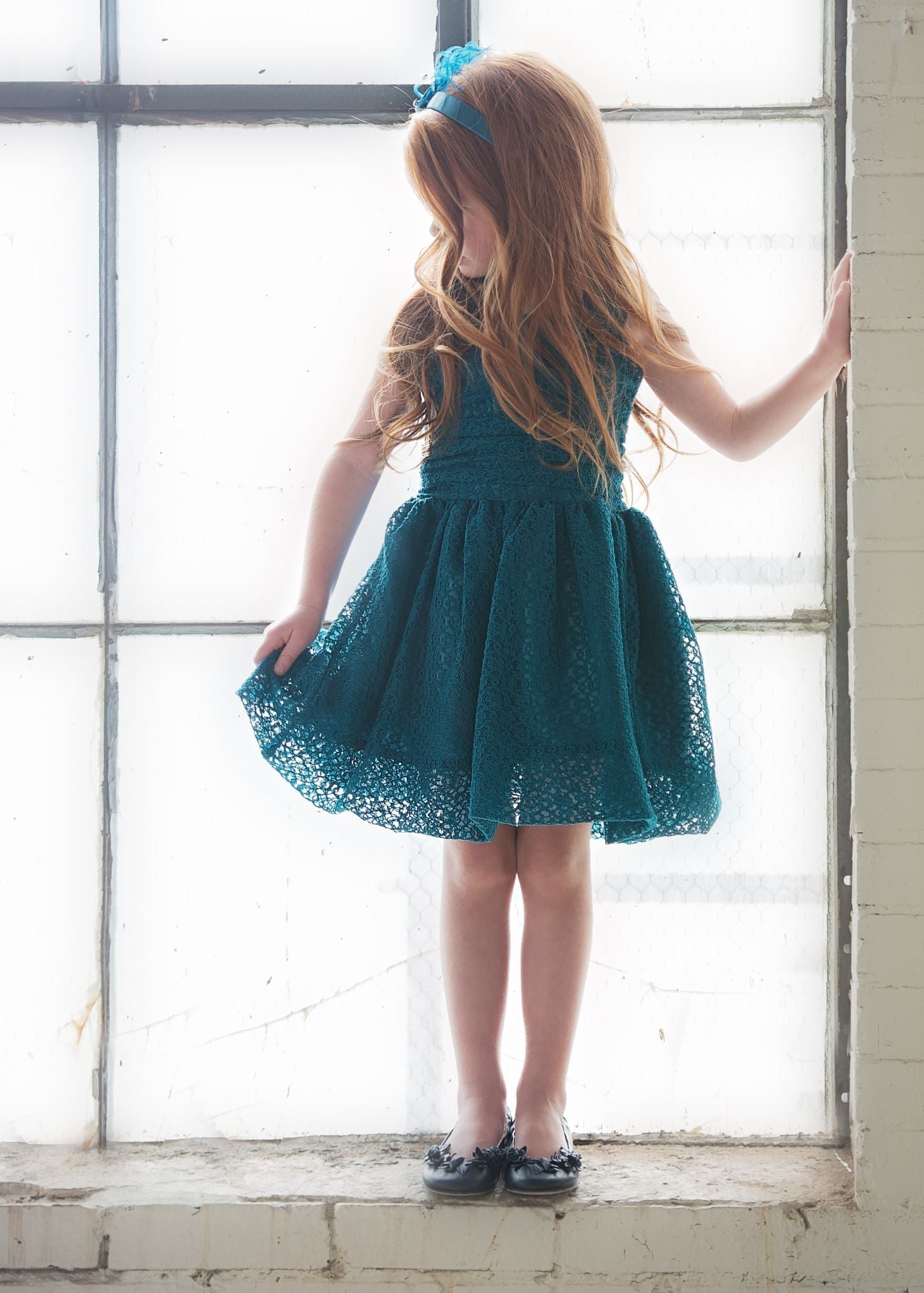 Teal Floral Lace - 58" wide