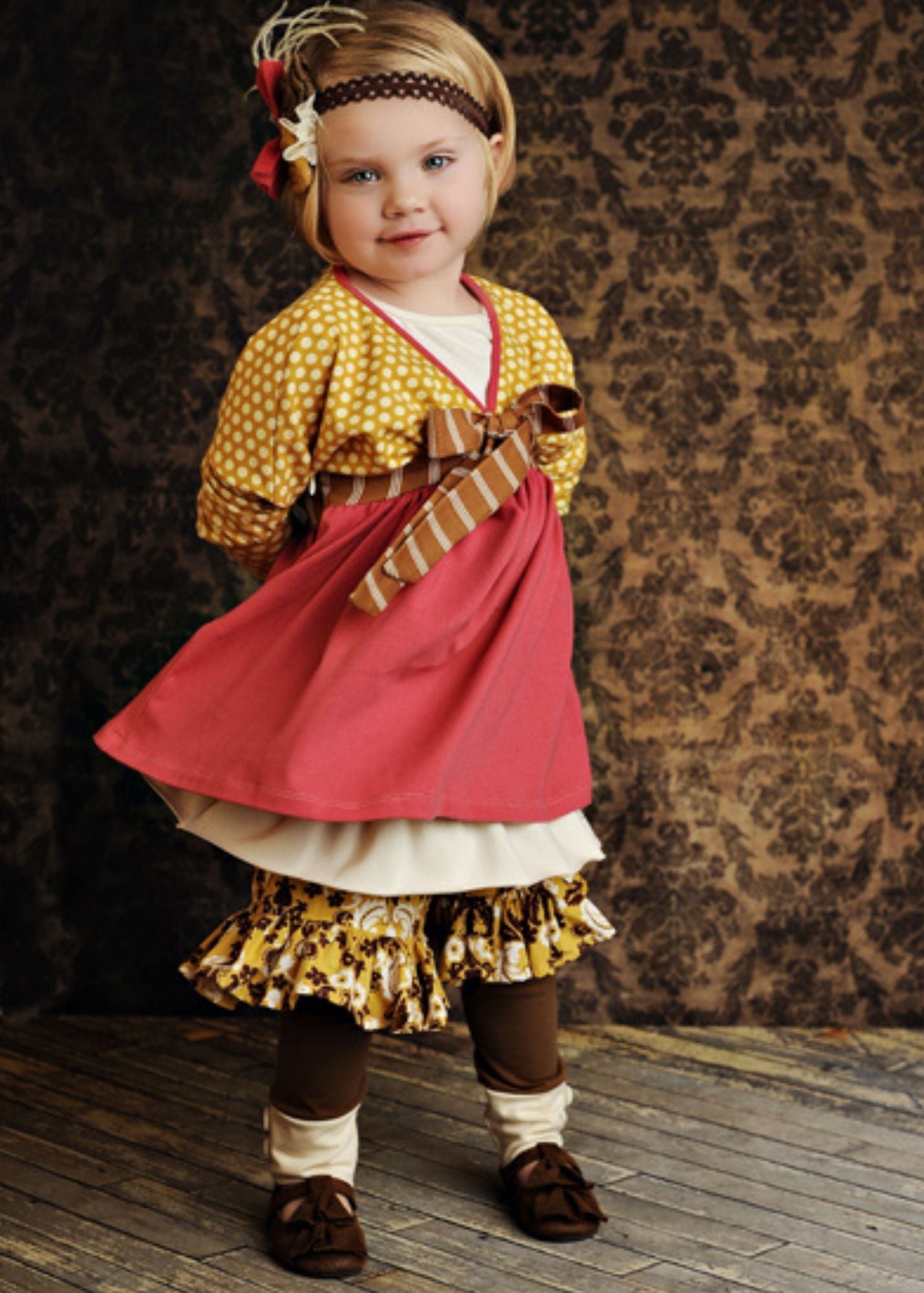 Gold/Brown Floral - Poplin