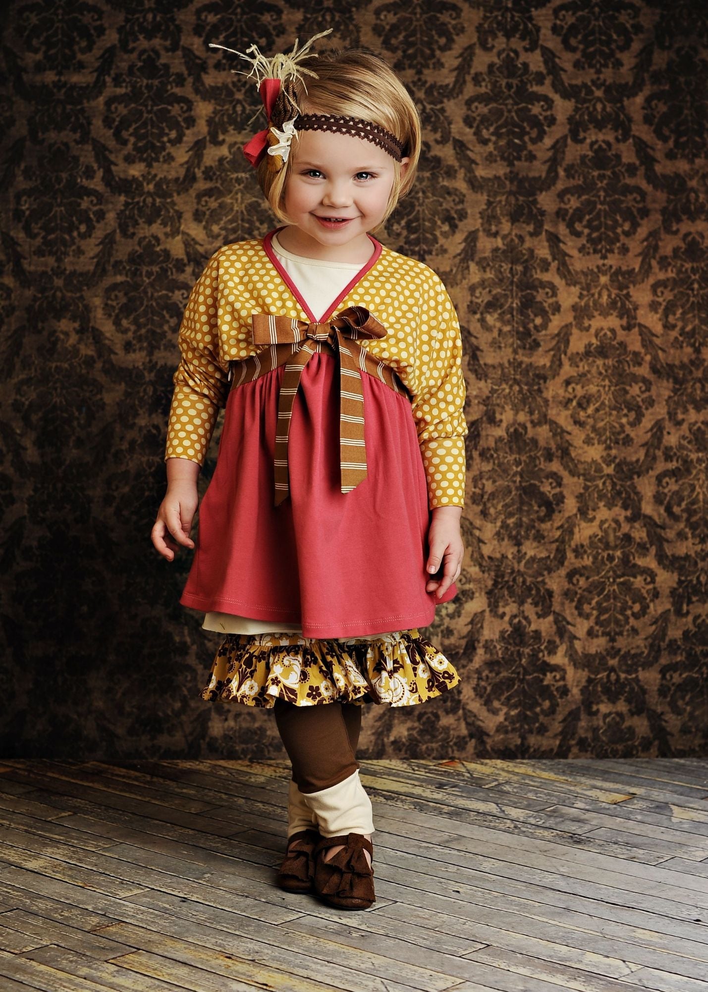 Gold/Brown Floral - Poplin