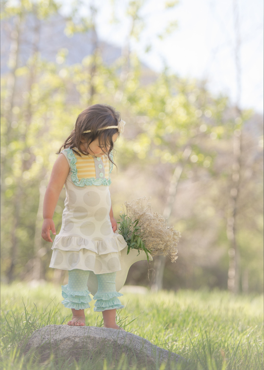 Pale Blue/Mint Polka Dot Jersey Knit