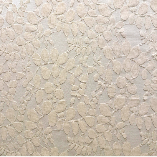 Cream Leaf Patterned Lace Fabric