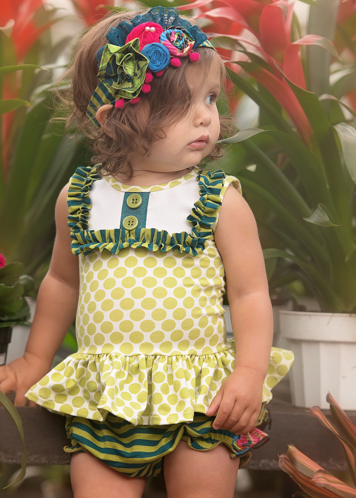 Lime Green Polka Dot Jersey Knit