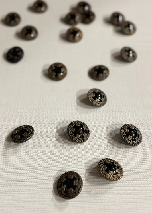 Black Glass and Bronze Button