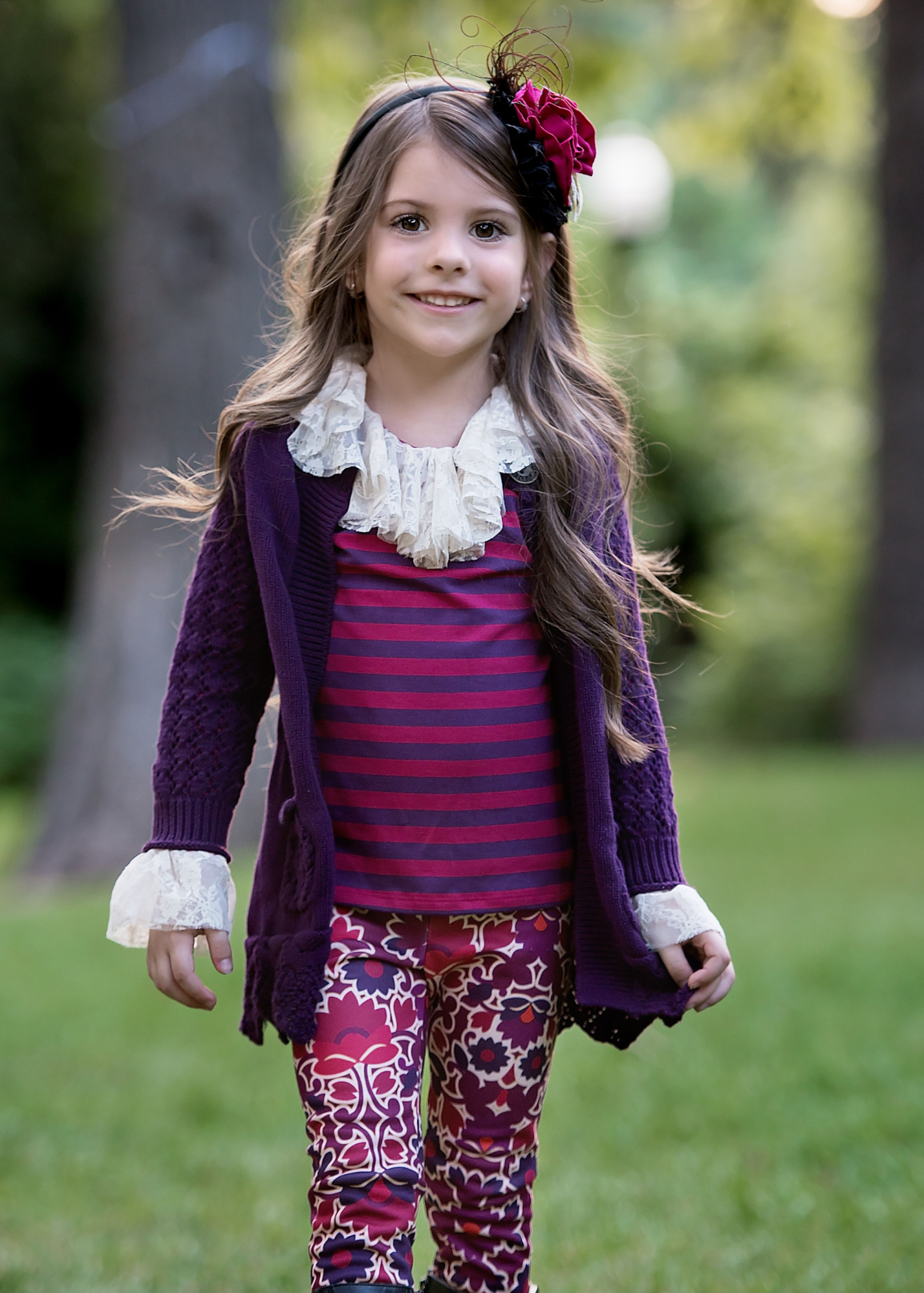 Pink Purple Abstract Floral Ponte Knit
