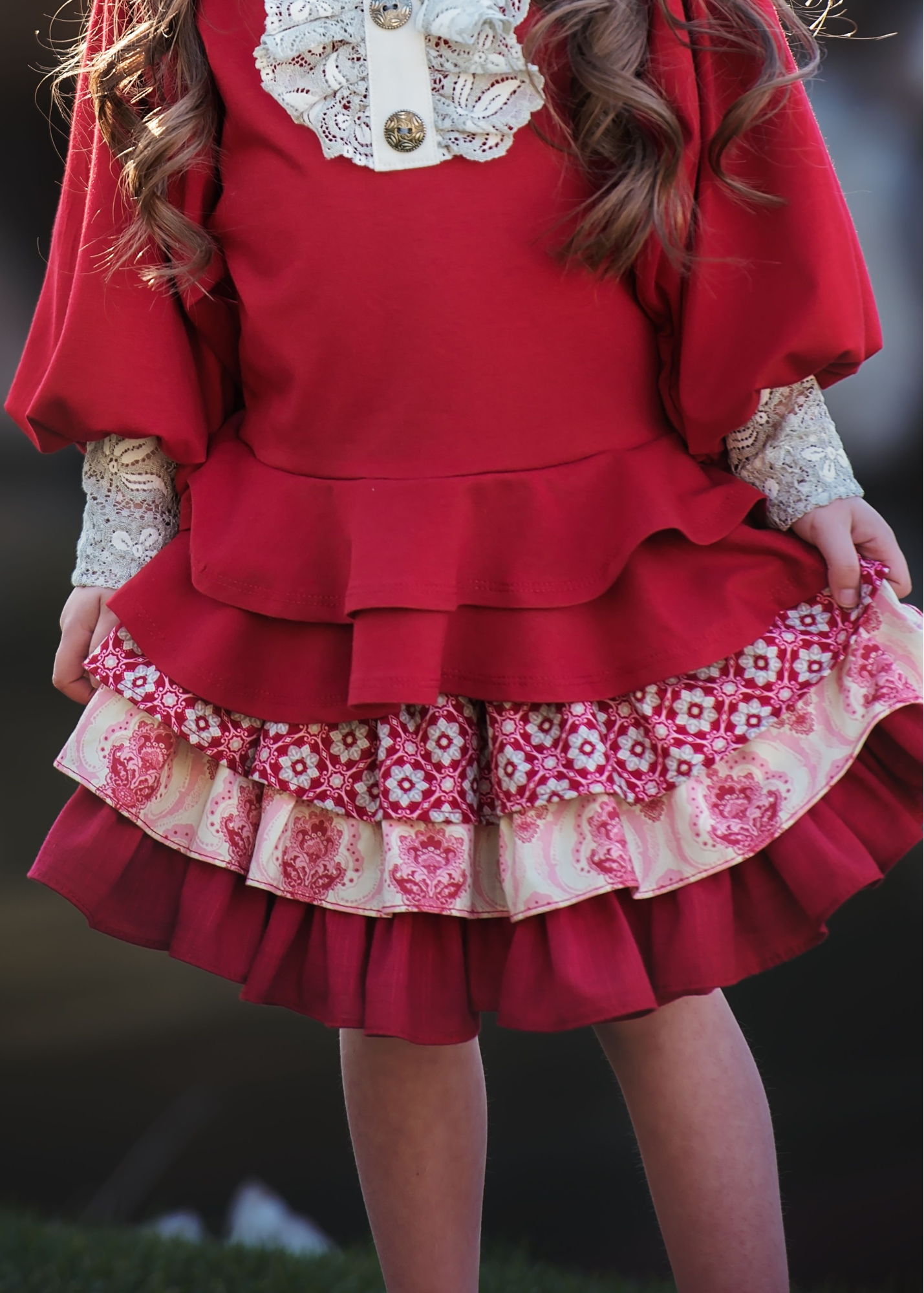 Red, Pink & Ivory Floral Damask