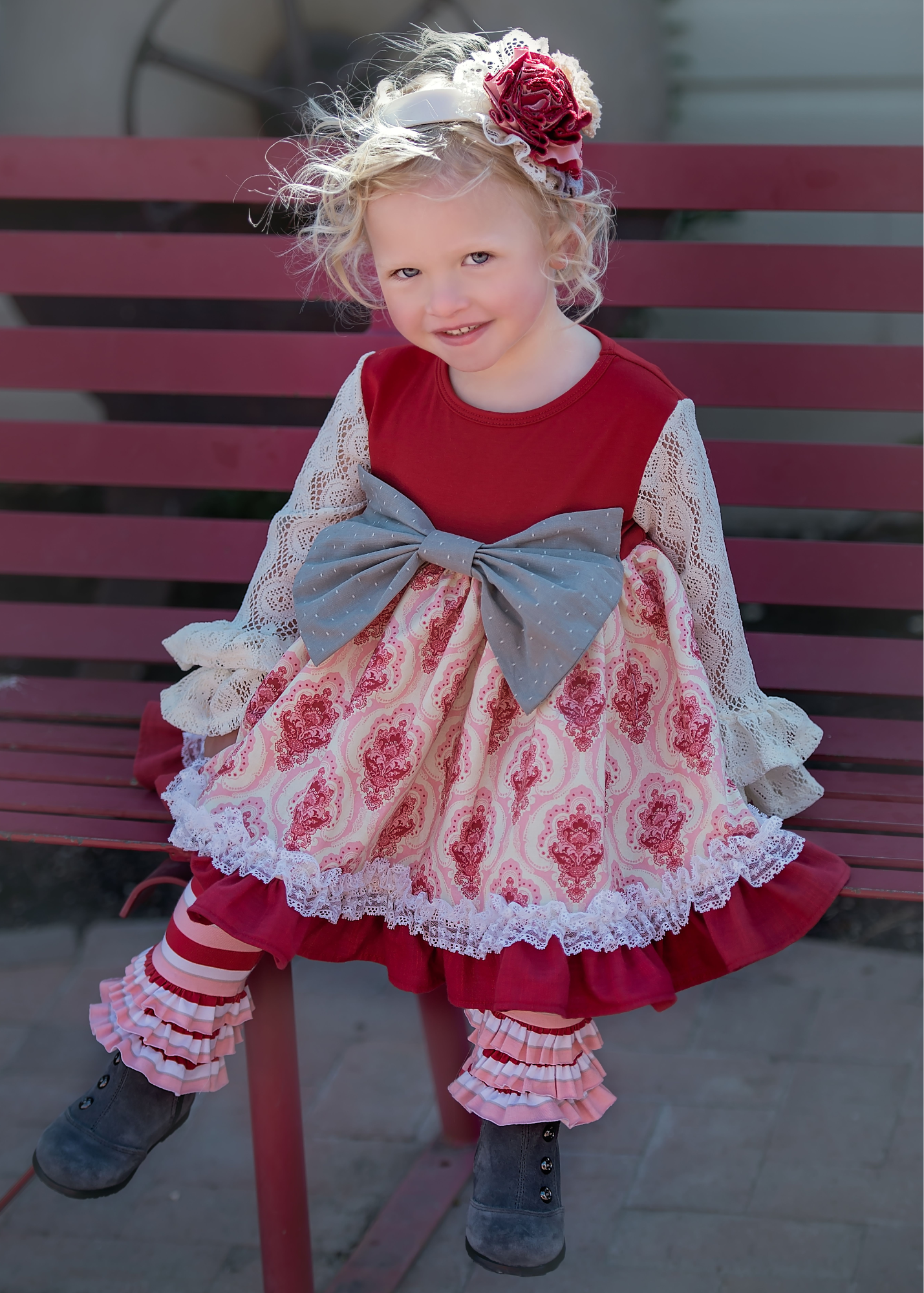 Red, Pink & Ivory Floral Damask