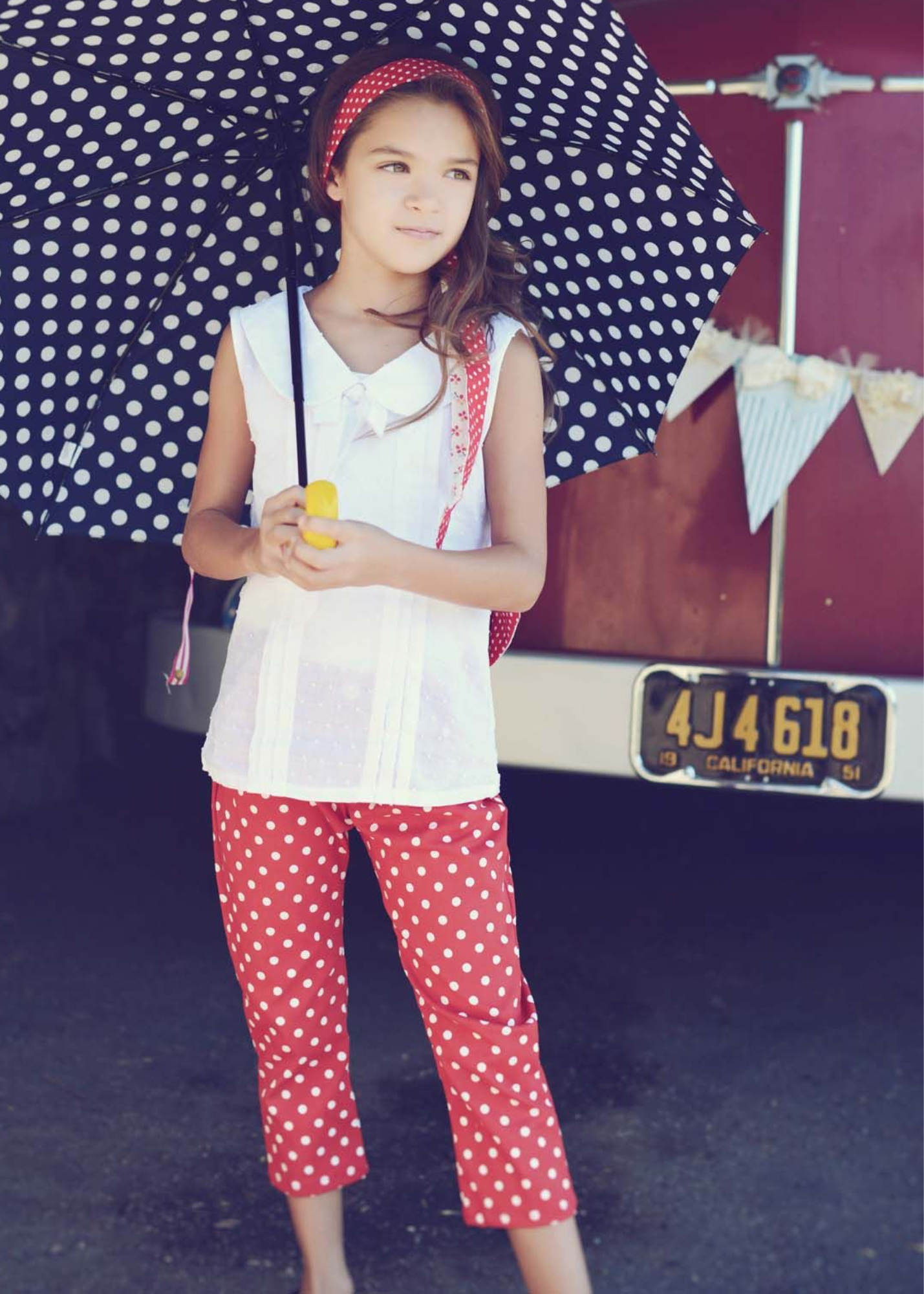 Red & White Polka Dot Stretch Twill