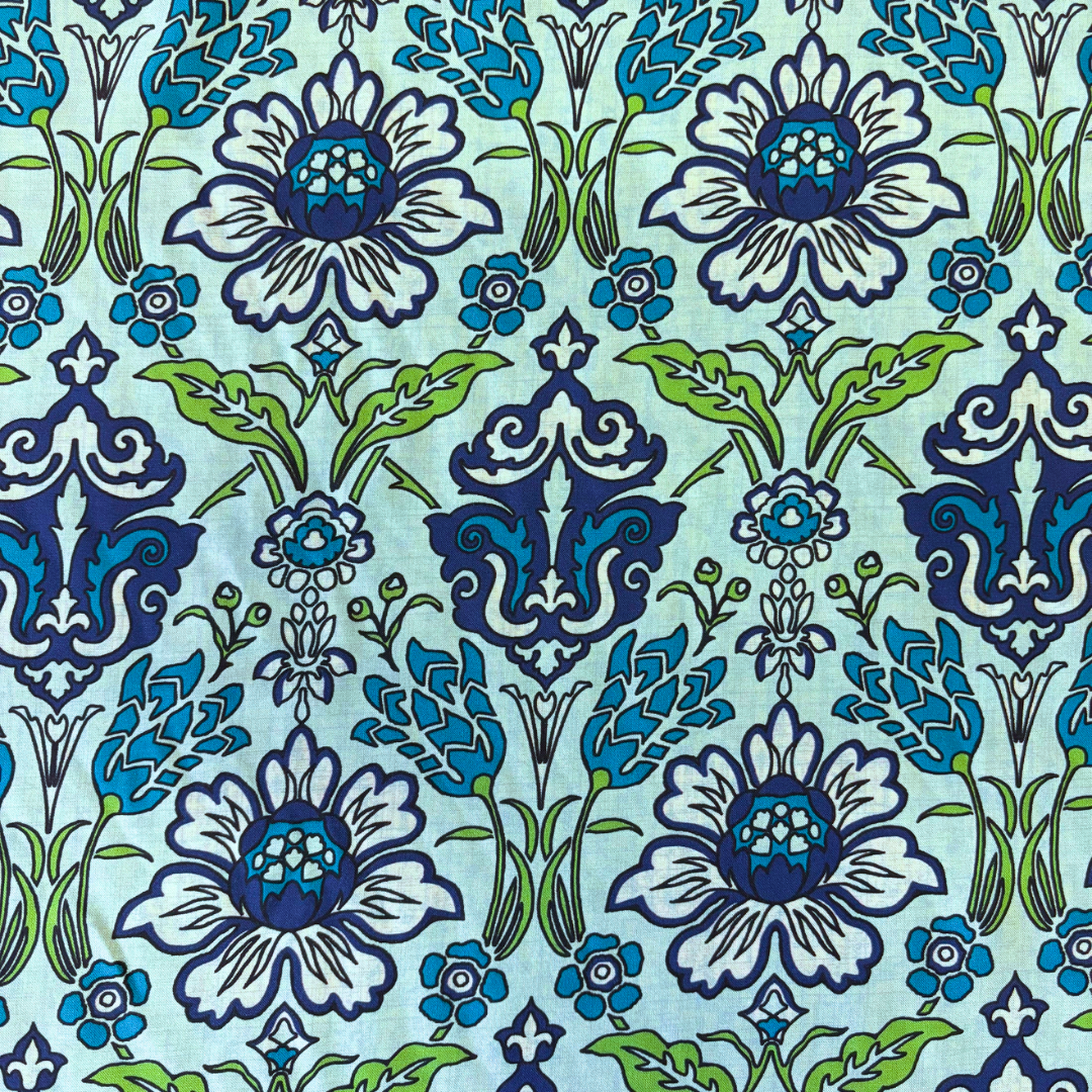Teal Damask Rayon