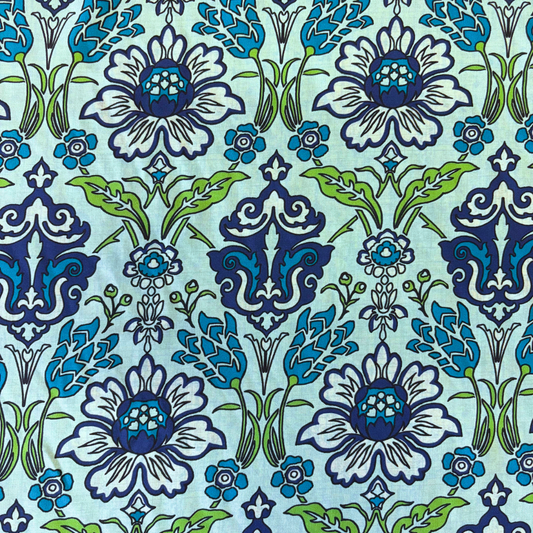 Teal Damask Rayon