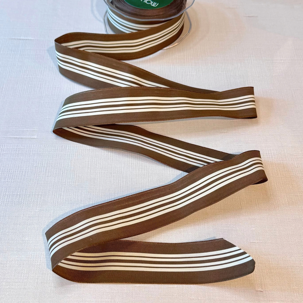 Brown & Cream Stripe Ribbon
