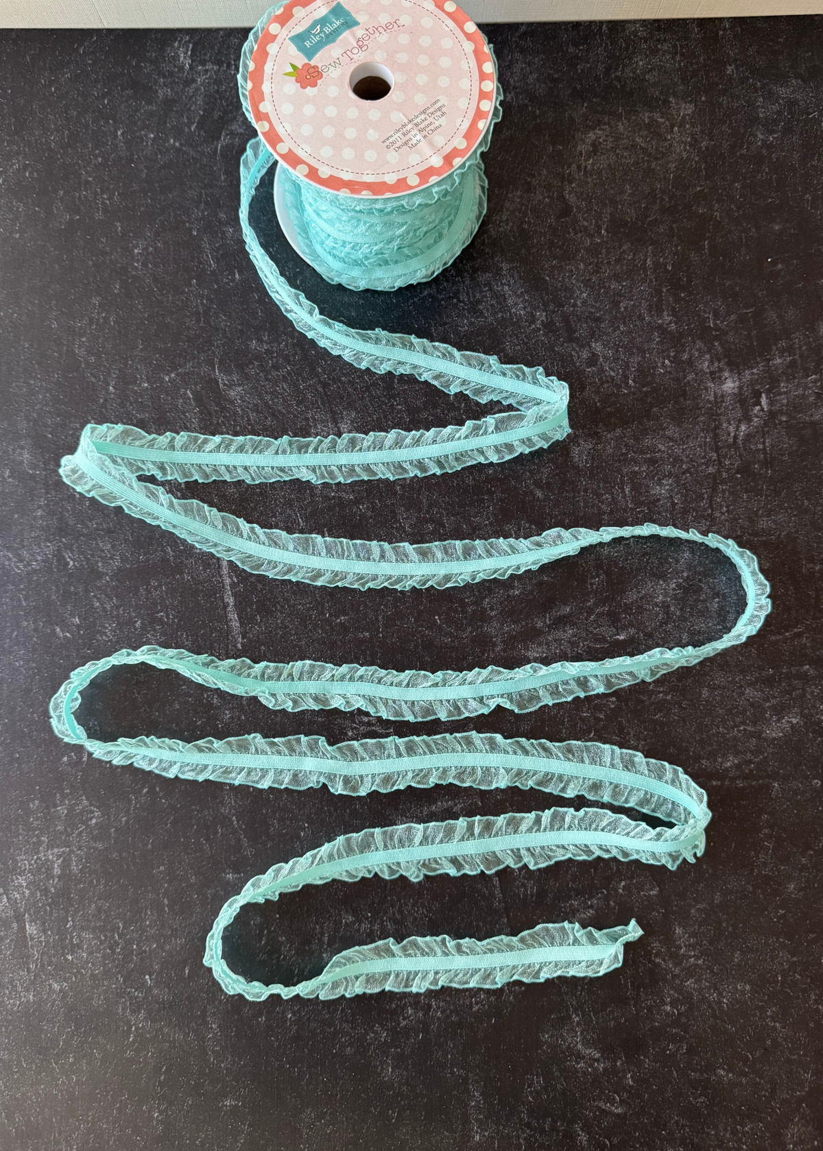 Turquoise Elastic ruffle trim