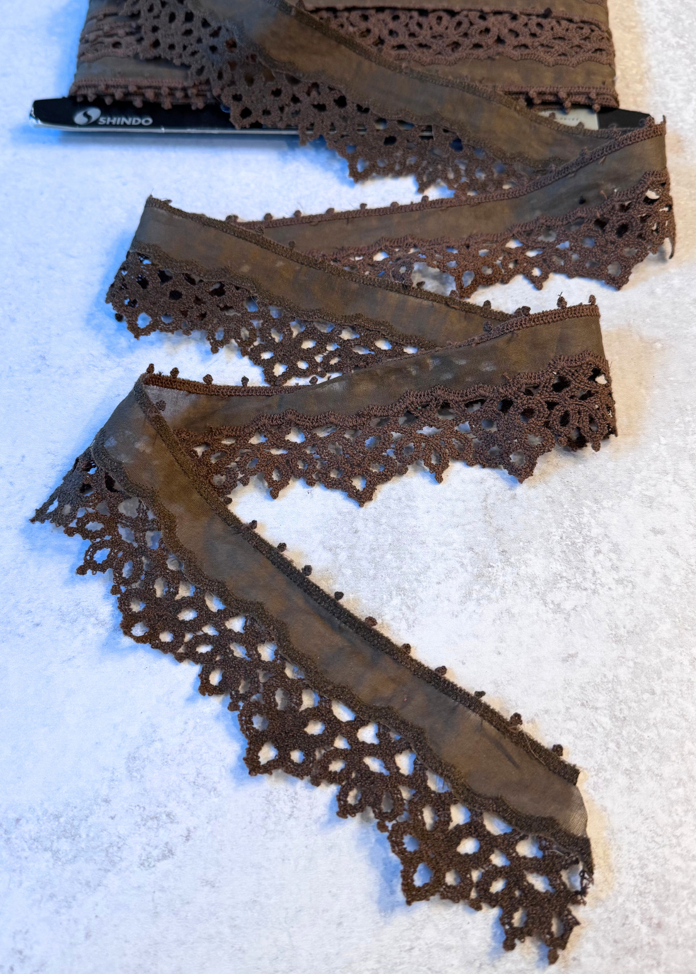 Dark Brown Floral Scalloped Lace Trim