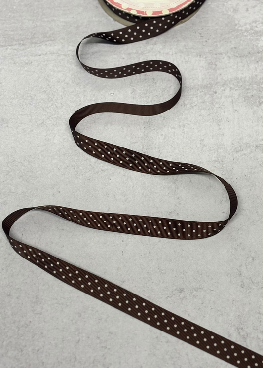 Brown/White Polka Dot Ribbon