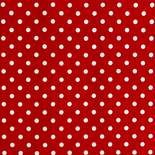 Red & White Polka Dot Stretch Twill