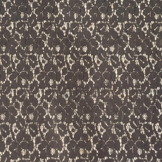 Charcoal Cotton Floral Lace