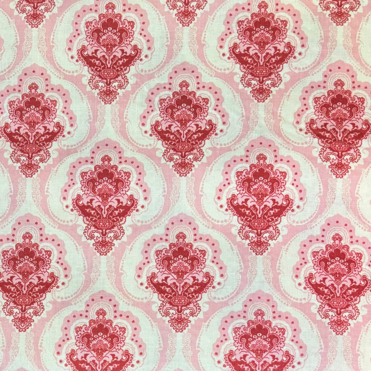 Red, Pink & Ivory Floral Damask