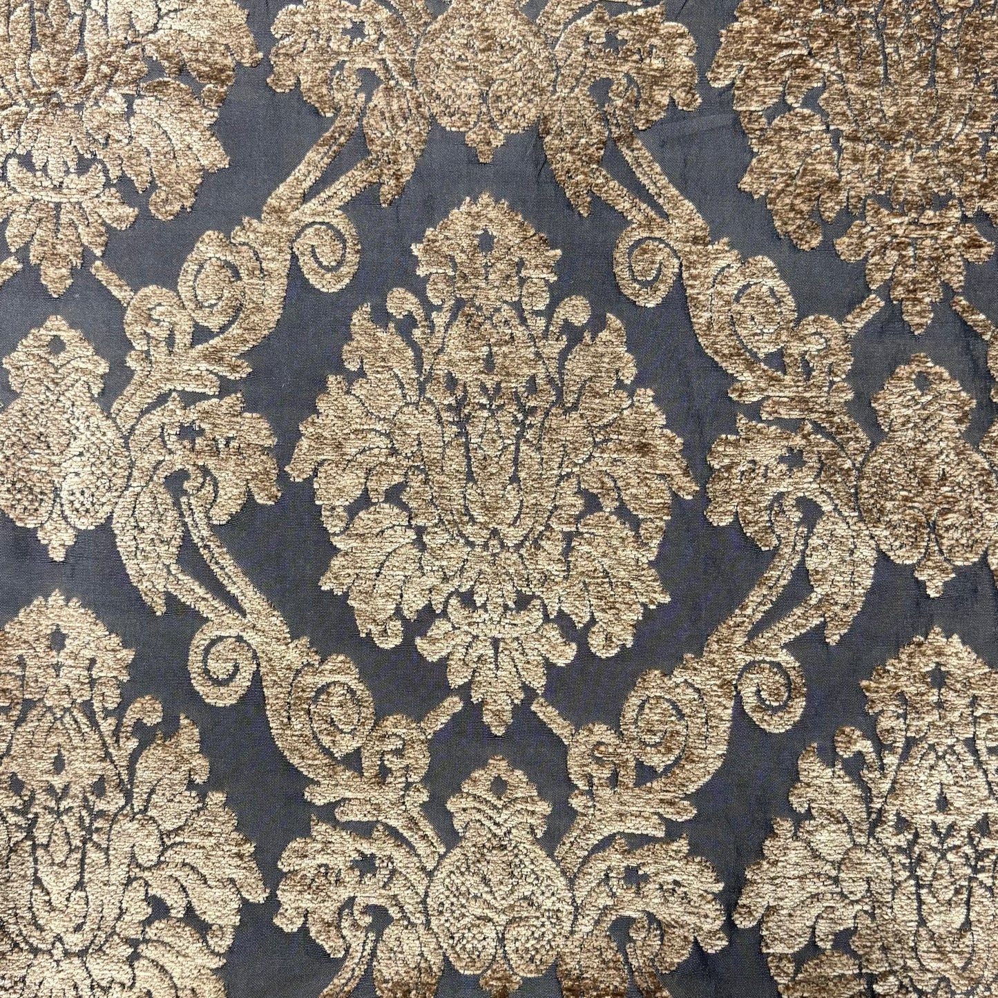 Brown and Gold Damask Upholstery Fabric