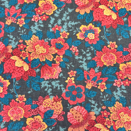 Coral/Teal Floral Jersey Knit