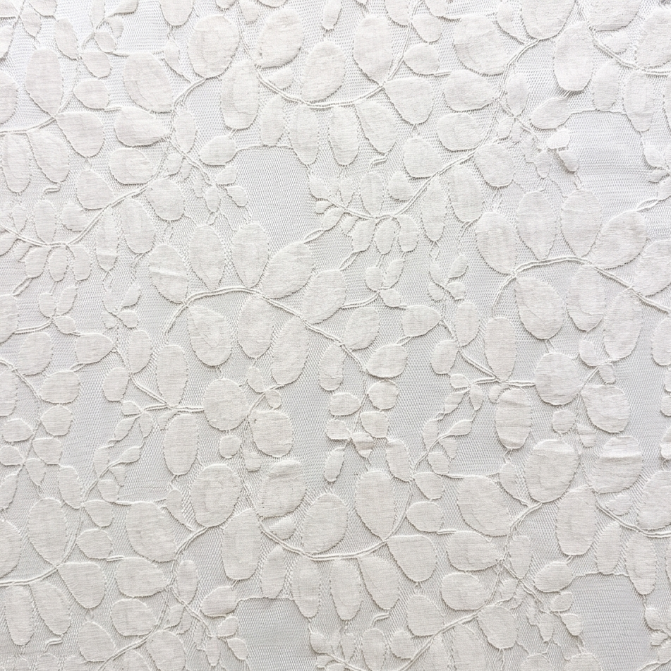 White Leaf Patterned Lace Fabric