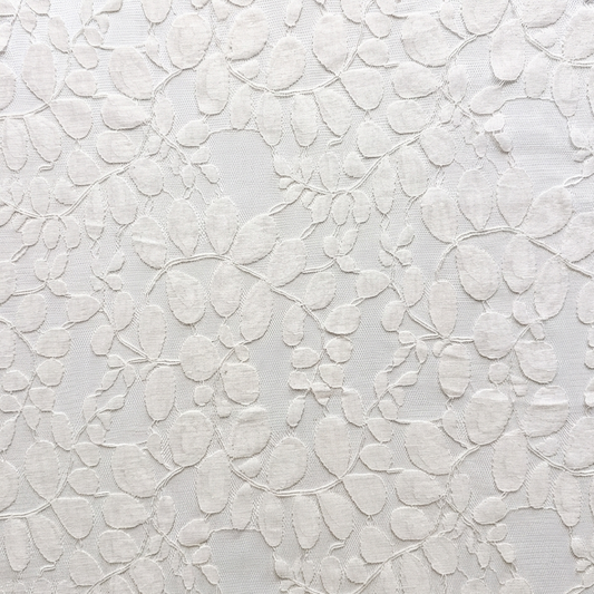 White Leaf Patterned Lace Fabric
