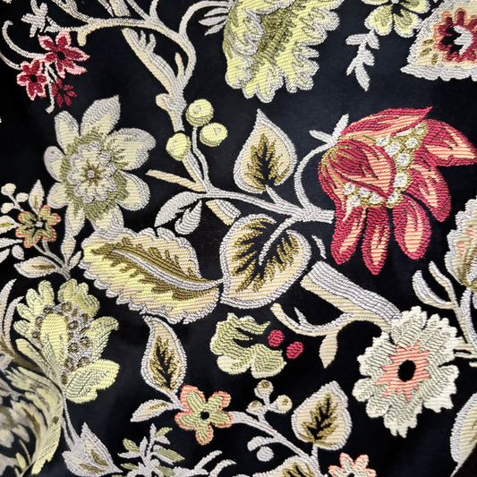 Black Floral Tapestry Upholstery Fabric