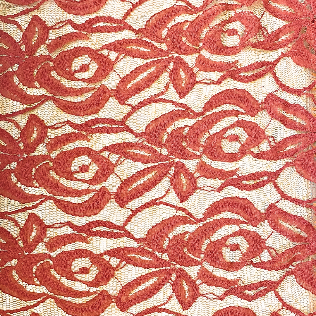 Rusty Orange Floral Lace