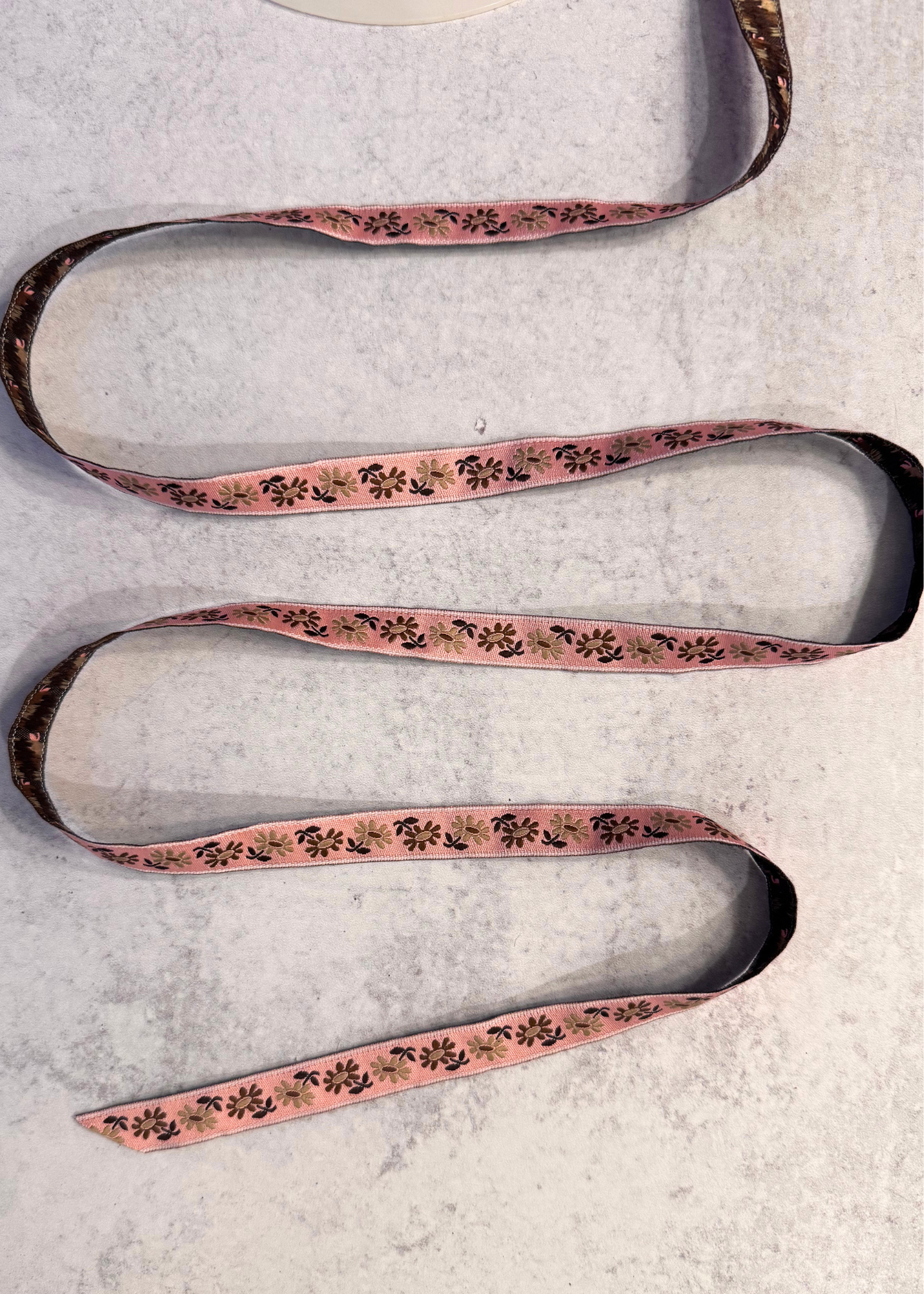 Pink & Brown Floral Jacquard Trim
