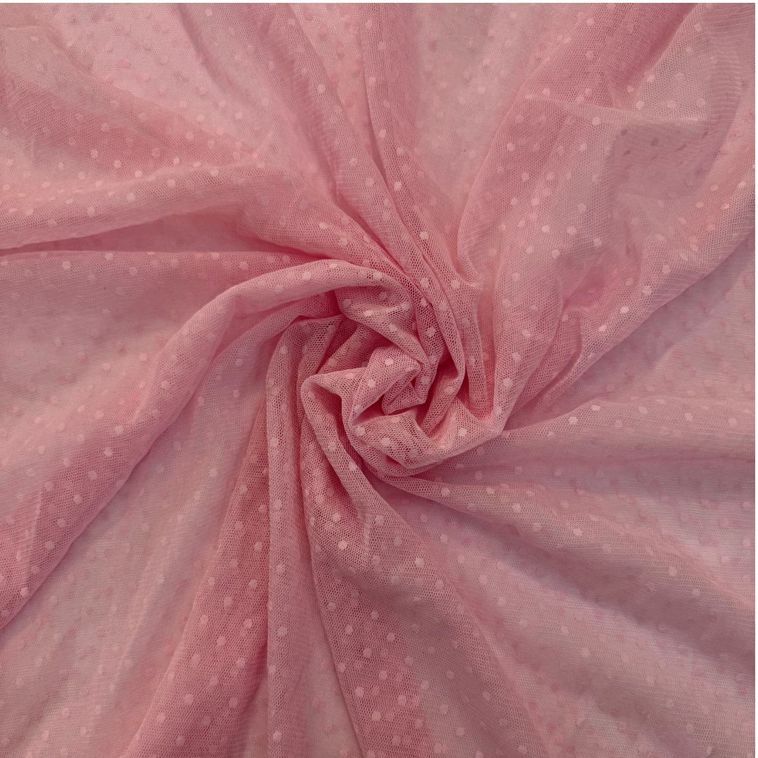 Pink Swiss Dot Mesh
