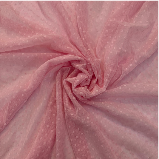 Pink Swiss Dot Mesh