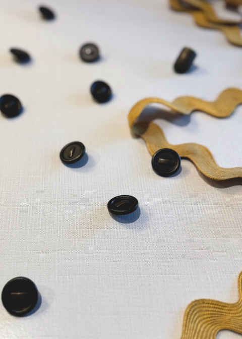 Brown Wood and Metal Button