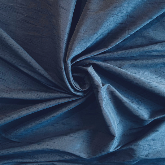 Denim Blue Faux Silk Dupioni
