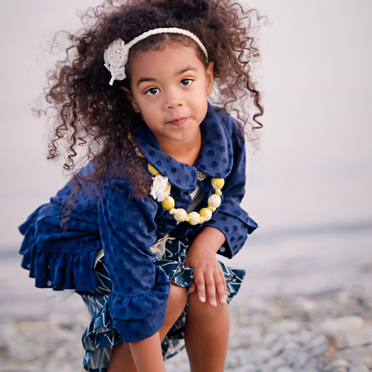 Navy Blue Burnout Polkadot
