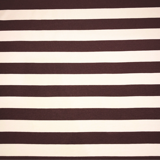 Plum/Cream Wide Stripe Jersey Knit