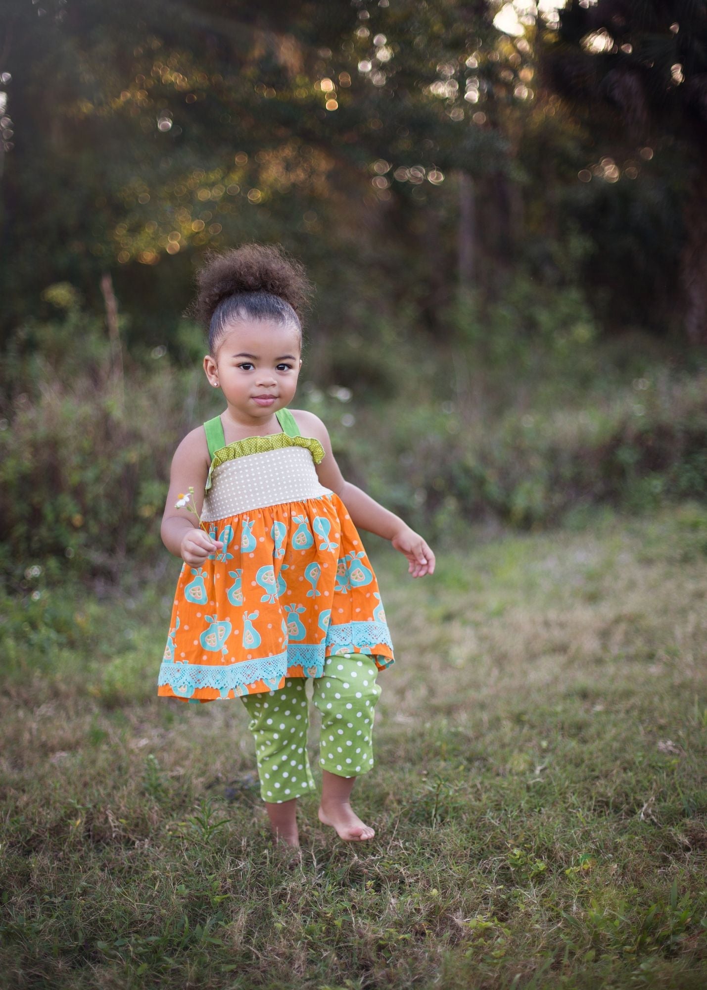 Orange with Pears - Poplin Fabric