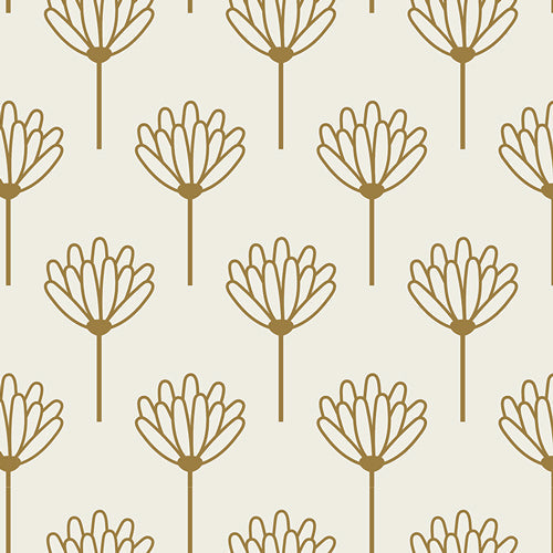 Gold Whimsey Flower Fabric