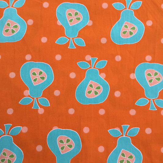 Orange with Pears - Poplin Fabric