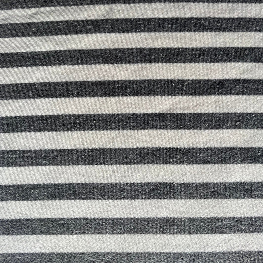 Gray/Cream Stripe French Terry Sweatshirt Fabric