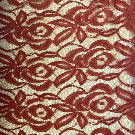 Rust flower lace 60" wide